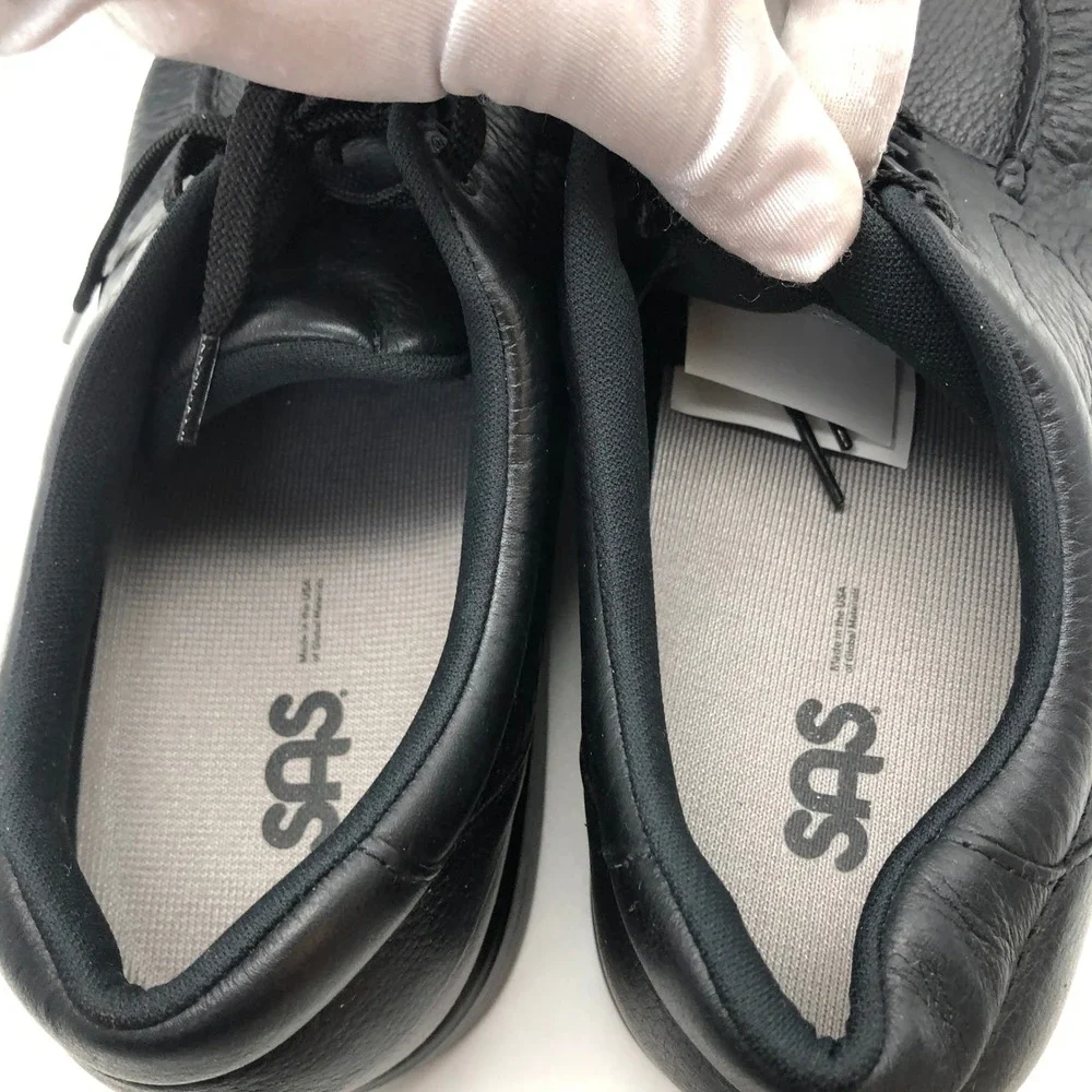 SAS Bout Time Mens Size 12 W Wide Black Leather Comfort Walking Shoes USA w/ Box
